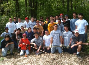 The Wissahickon Boys' Varsity and JV lacrosse teams participated in their 3rd annual Community Service project on April 24, 2010. The team cleaned up and re-wood chipped the walking trail at Whitpain Township’s Wentz Run park. The 49.8 acre park is part of the Whitpain Township Open Space Plan adopted in December 1995. This is the third year in which the coaches, parents, and players gave back to the township in the form of community service