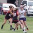Notre Dame’s Kaileen O'Donnell is defended by Archbishop Carroll’s Maddie Lesher (65) and Rachel Flynn (24) in Friday’s game. Carroll won, 15-14.