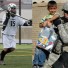Matthew Keeler (seen playing goalie at York at left) was awarded the Purple Heart last month for taking shrapnel in Iraq