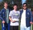 Strath Haven's Bryan Mizell, the Grade 11-12 winner of the Fastest Shot Contest at 94 MPH, is flanked by MLL teammates Kevin Kaminski (left) and Mark Manos