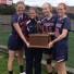 Penn captains XX, Kelly McCallion (Notre Dame), Maddy Poplawski (Springfild-Delco) and XXX celebrate the Ivy League championship trophy