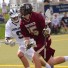 Haverford School's Brendan O'Neill (three goals) is defended by Episcopal Academy's Adam Strauss in Friday's 11-6 victory by the Fords (Photo for Phillylacrosse.com)